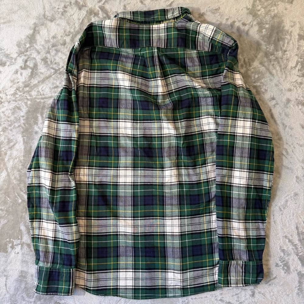 J.Crew Broken In Oxford Slim Plaid Shirt Mens Large Organic Cotton - Picture 6 of 8